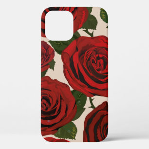 	Red roses. Seamless floral background.  iPhone 12 Case