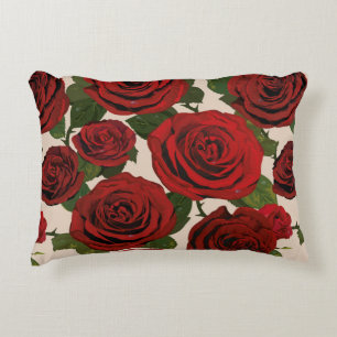 	Red roses. Seamless floral background.  Decorative Cushion