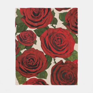 Red roses. Seamless floral background. Fleece Blanket