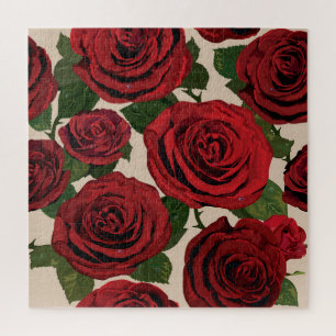 Red Roses: Seamless Floral Background Jigsaw Puzzle