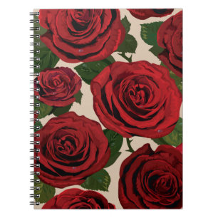 Red Roses: Seamless Floral Background Notebook