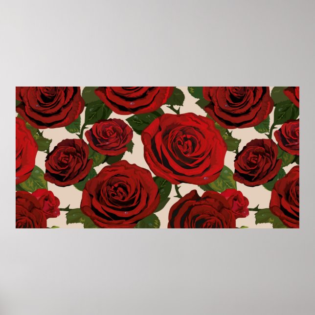 	Red roses. Seamless floral background.  Poster (Front)