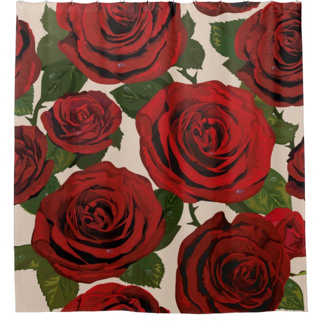 	Red roses. Seamless floral background.  Shower Curtain (Front)