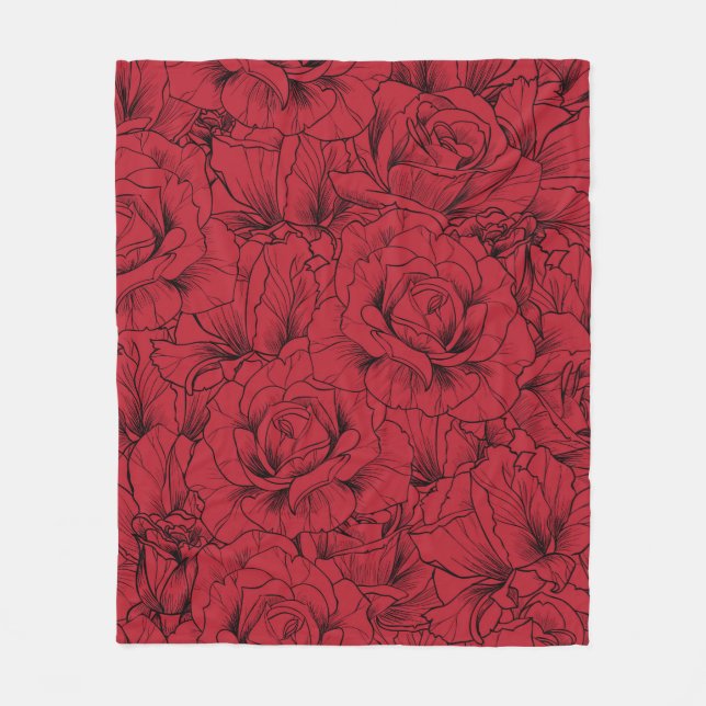 red roses seamless pattern  fleece blanket (Front)