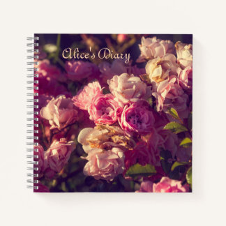 Red roses shrub personalise notebook