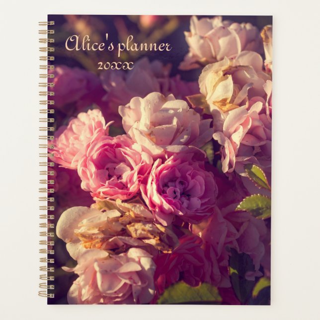 Red roses shrub personalise  planner (Front)