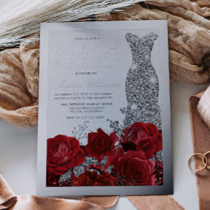 Red Roses & Silver Foil Border Bridal Shower