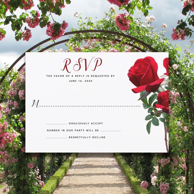 Red Roses Simple White Wedding Reply Cards (Creator Uploaded)