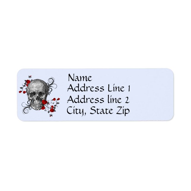 Red Roses Skull Address Label Return Address Label (Front)