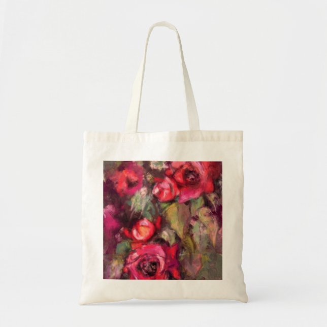 Red Roses - Spring - Abstract Original Painting Tote Bag (Front)