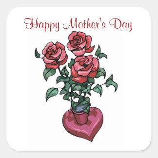 Red Roses - Square Sticker