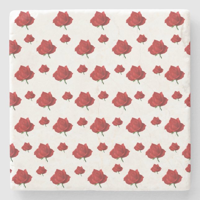 Red Roses Stone Coaster (Front)