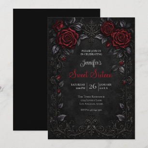 Red Roses Sweet 16 Birthdy Invitation
