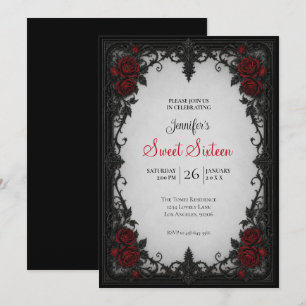 Red Roses Sweet 16 Birthdy Invitation