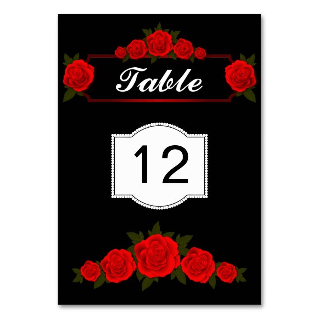 Red Roses Table Number (Front)