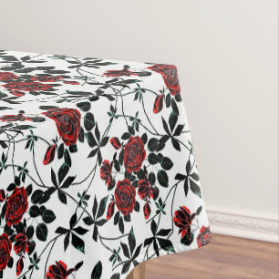 Red roses . tablecloth