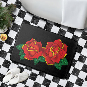 Red Roses Tattoo Bath Mat