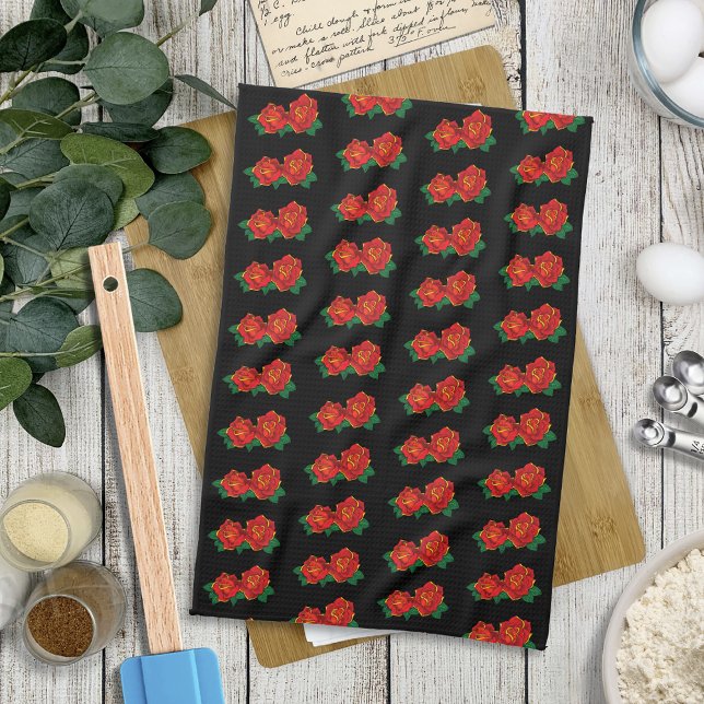 Red Roses Tattoo Tea Towel (Creator Uploaded)