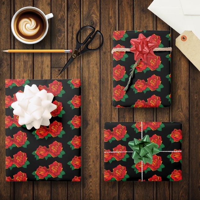 Red Roses Tattoo Wrapping Paper Sheet (Creator Uploaded)