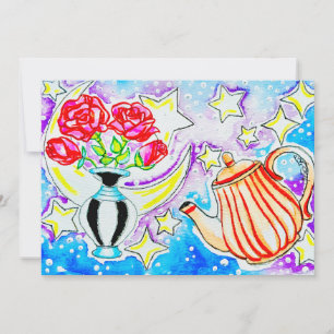 Red Roses & Teapot Thank You Card