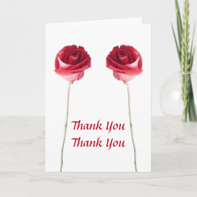 Red Roses Thank You Card (Front)