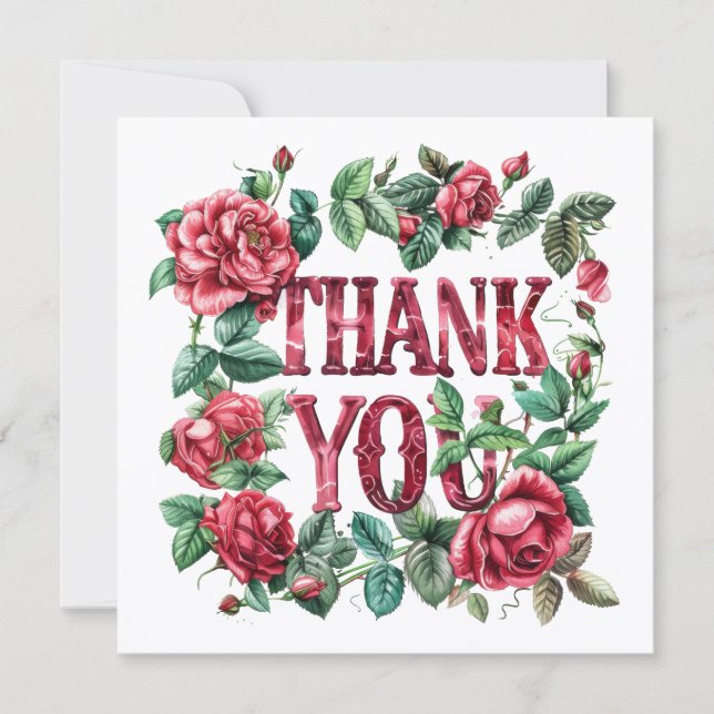 Red roses & Thank you card. Card (Front)