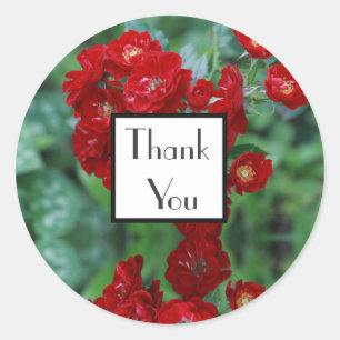 Red Roses Thank You Wedding Gift Sticker