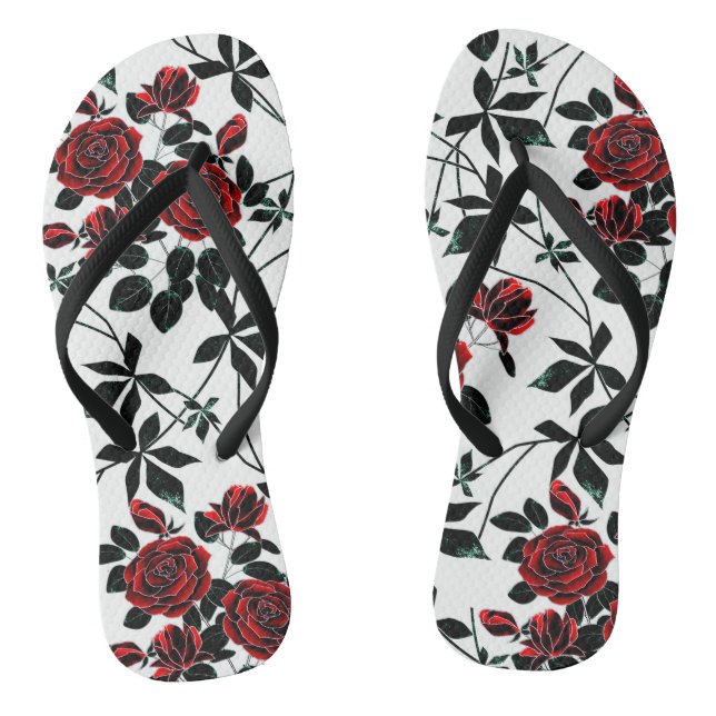 Red roses . thongs (Footbed)