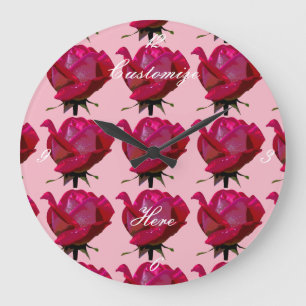 red roses Thunder_Cove Large Clock