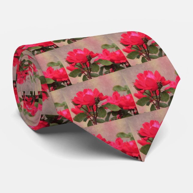 Red Roses Tie (Rolled)