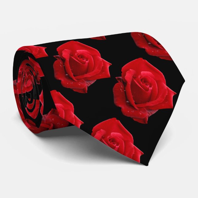 Red Roses Tie (Rolled)