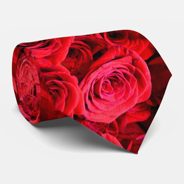 Red Roses Tie (Rolled)