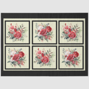 Red Roses Tiled Decoupage Tissue Paper