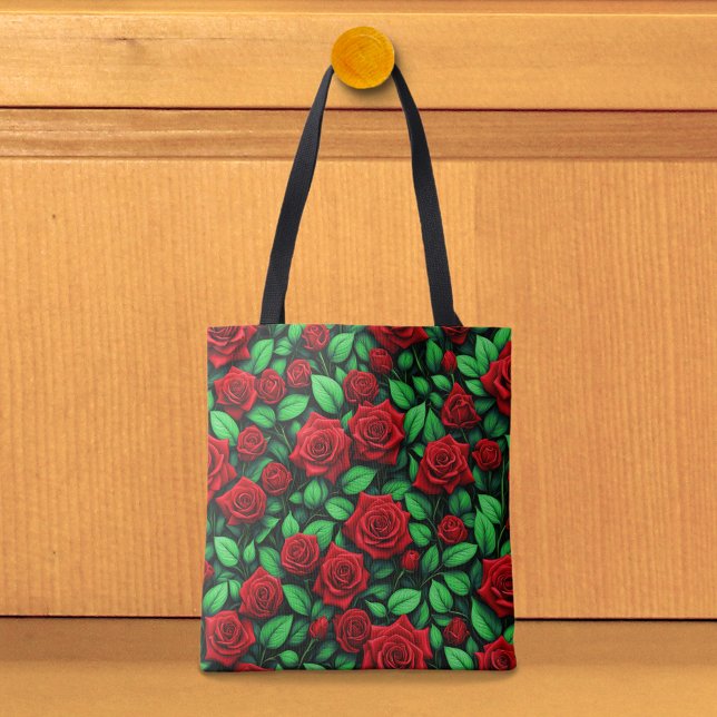 Red Roses Tote Bag (Tote bag with red roses)