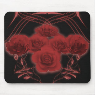 Red Roses & Tribal Patterns - Mousepad