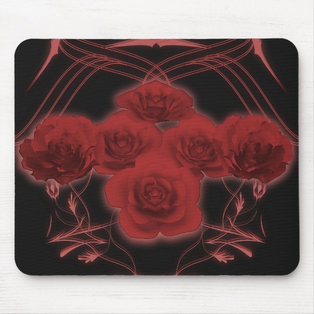 Red Roses & Tribal Patterns - Mousepad (Front)
