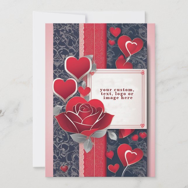 Red Roses Valentine Card - Personalised Romantic (Front)