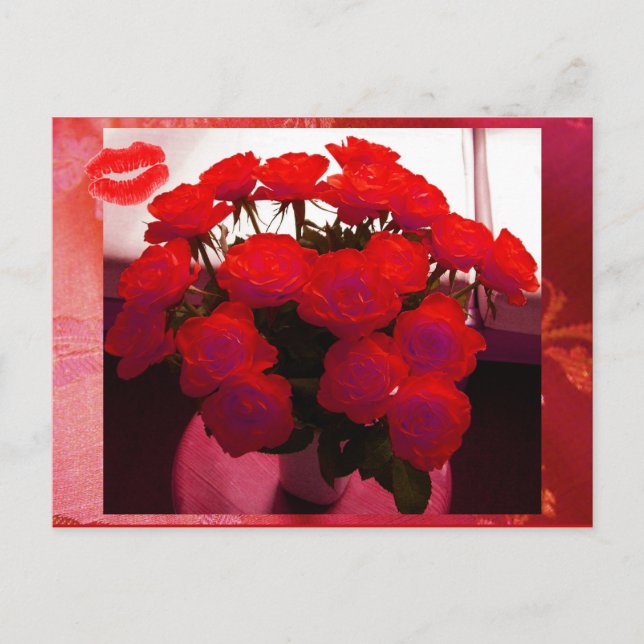 Red Roses Valentine II Postcard - Customisable (Front)