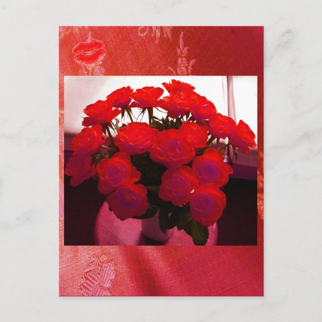 Red Roses Valentine II Postcard - Customisable (Front)