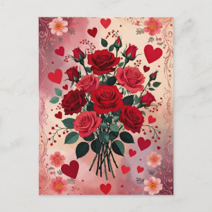 Red Roses, Valentine's Day, Postcard