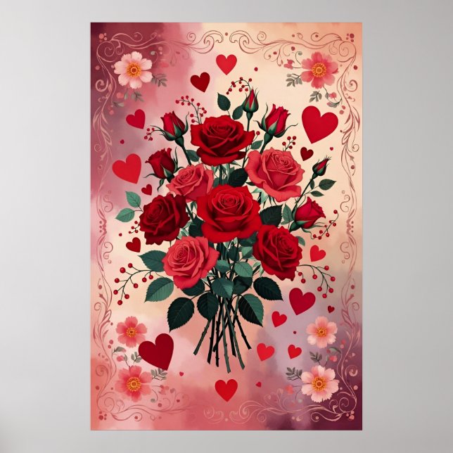 Red Roses, Valentine's Day, Poster (Front)