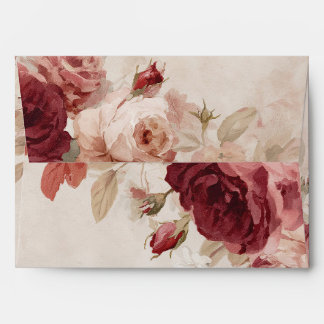 Red Roses Vintage Elegant A7 Envelopes