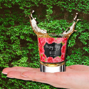 Red Roses Watercolor Derby Day Shot Glass
