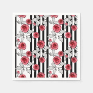 Red roses, watercolor roses napkin