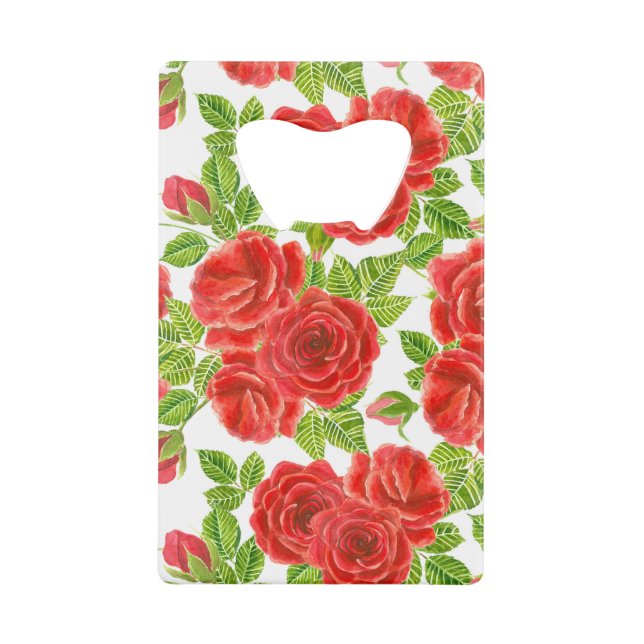 Red roses watercolor seamless pattern (Front)