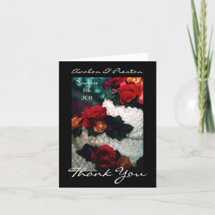 Red Roses Wedding Cake Thank You Note Card