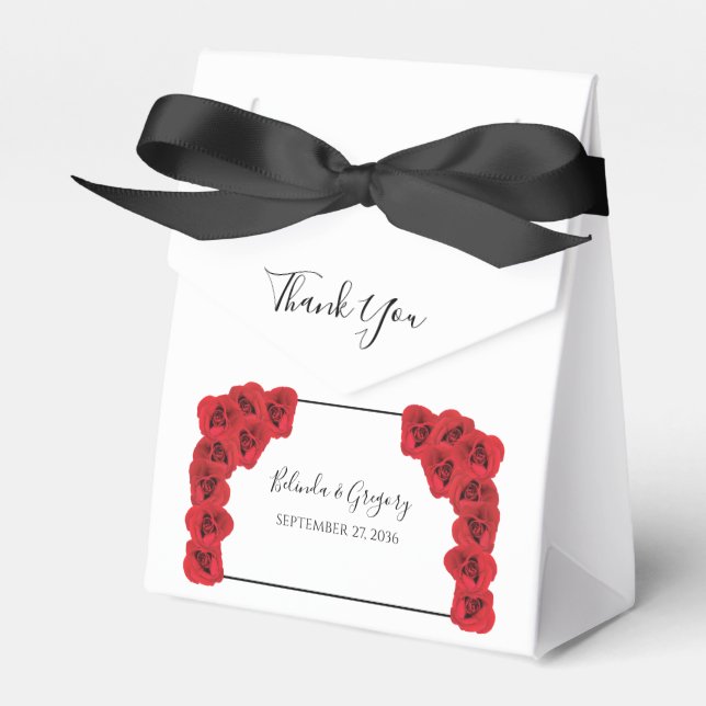 Red Roses Wedding Favour Box (Front Side)