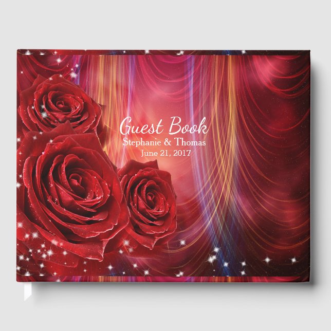 Red Roses Wedding Guest Book (Front)