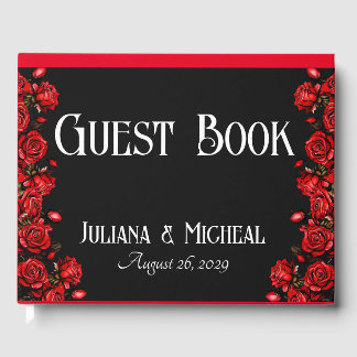 Red Roses Wedding  Guest Book