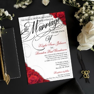 Red Roses Wedding Invitation Changeable Background
